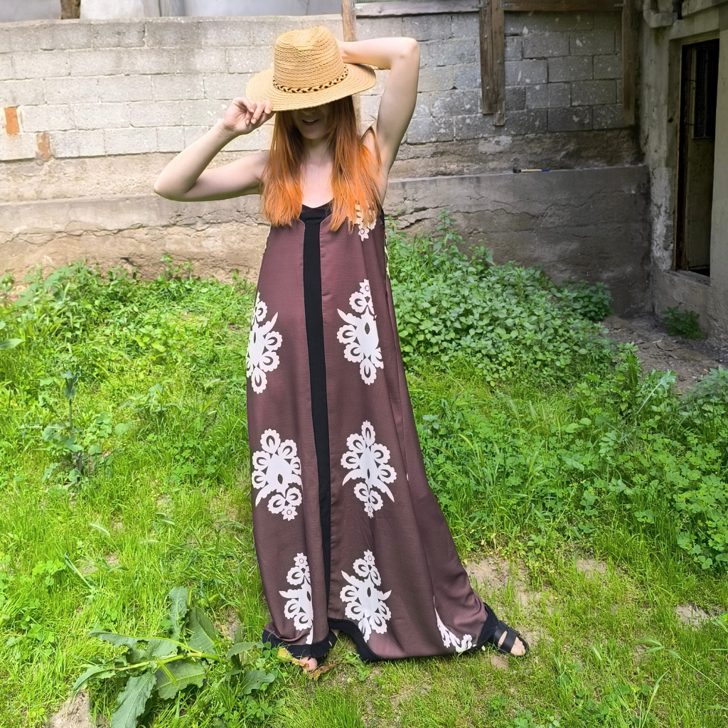 Φόρεμα closs μακρύ με ραντάκι