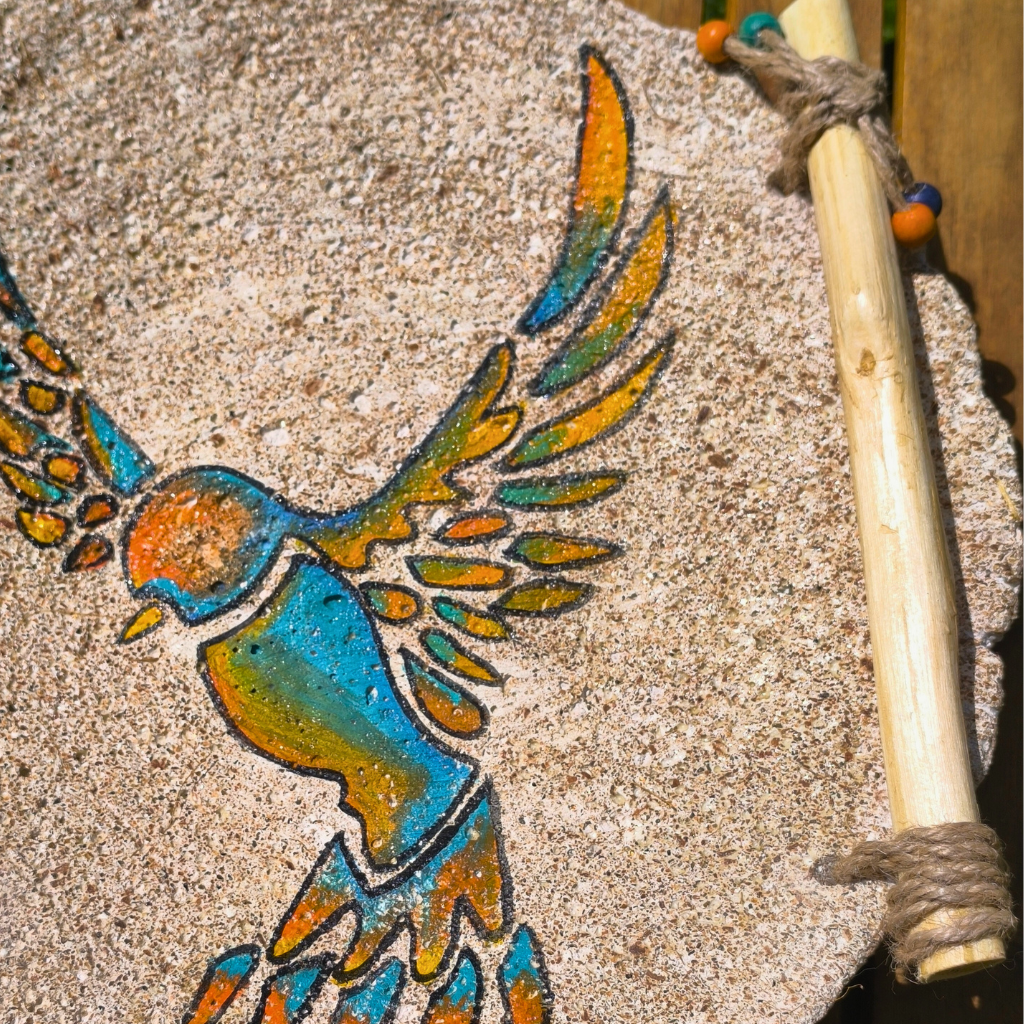 Κεραμική πιατέλα με ξύλινα στοιχεία - Πουλί