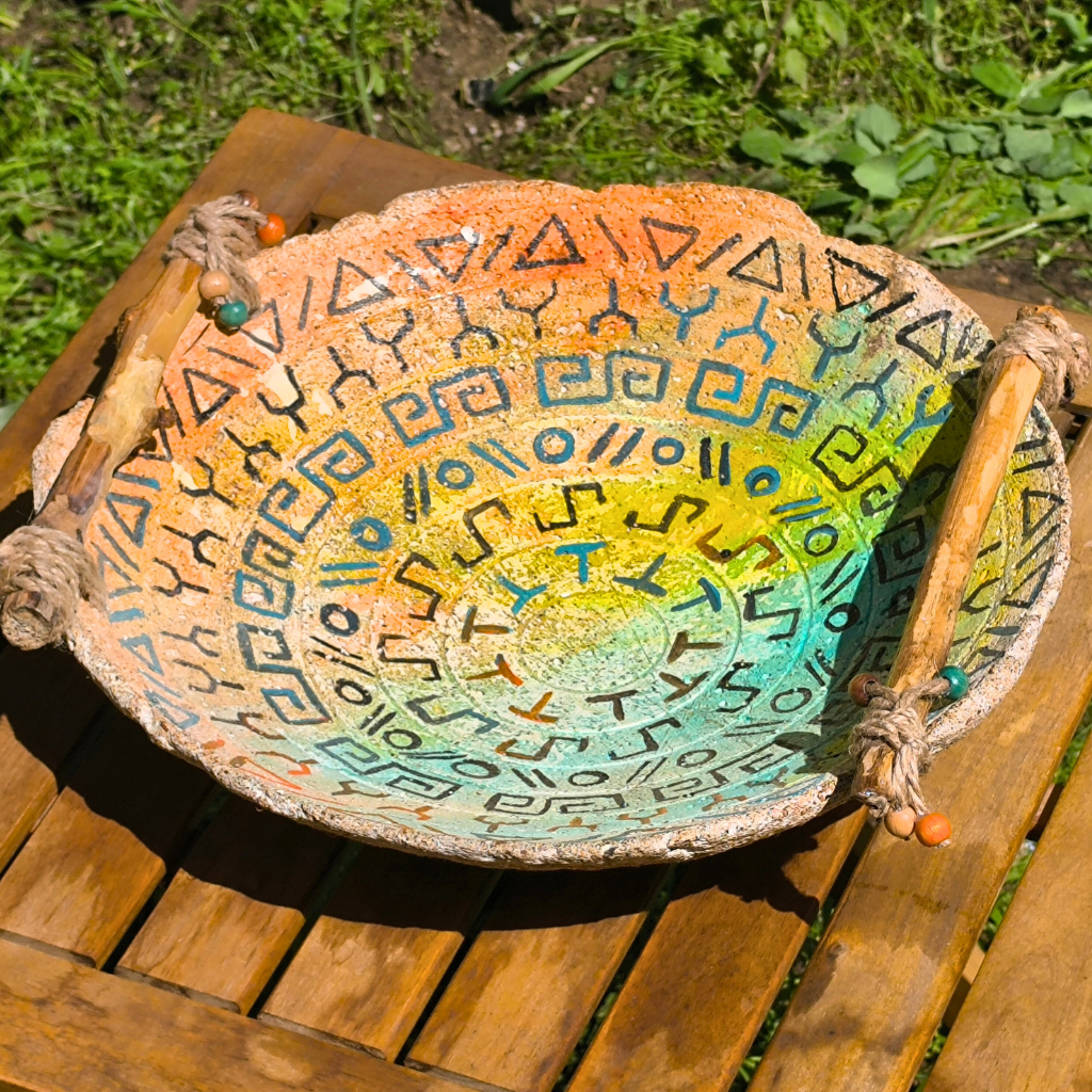 Κεραμική πιατέλα με ξύλινα στοιχεία - Κρυπτογραφημένος Δίσκος