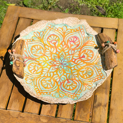 Κεραμική πιατέλα με ξύλινα στοιχεία - Μάνταλα