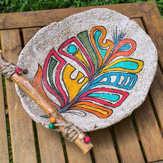 Κεραμική πιατέλα με ξύλινα στοιχεία - Φτερό