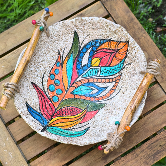 Κεραμική πιατέλα με ξύλινα στοιχεία - Φτερό