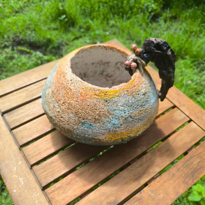 Κεραμικό μπωλ με ξύλινα στοιχεία